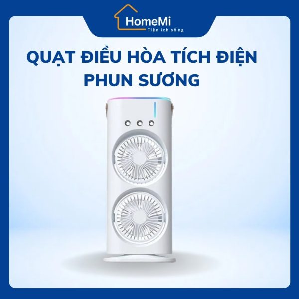 Quạt điều hòa tích điện phun sương HomeMi – Tích điện, phun sương tiện lợi.