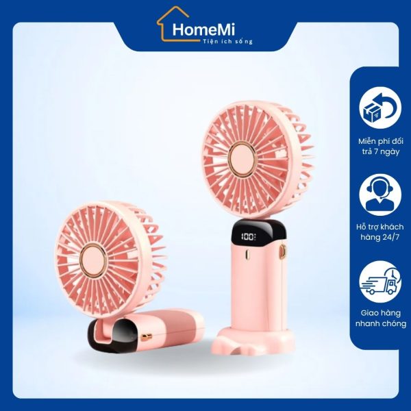 Quạt mini màu hồng HomeMi – dễ thương, tiện lợi cho phái nữ.